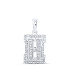 Sparkling Diamond Initial Pendant - 10kt White Gold Womens Round Diamond H Initial Letter Pendant 1/5 Cttw - Splendid Jewellery