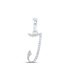 Sparkling Diamond Initial Pendant: 10kt White Gold Womens Round Diamond J Initial Letter Pendant 1/20 Cttw - Splendid Jewellery