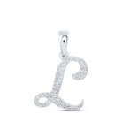 Sparkling Diamond Initial Pendant - 10kt White Gold Women's Round Diamond L Initial Letter Pendant 1/8 Cttw - Splendid Jewellery