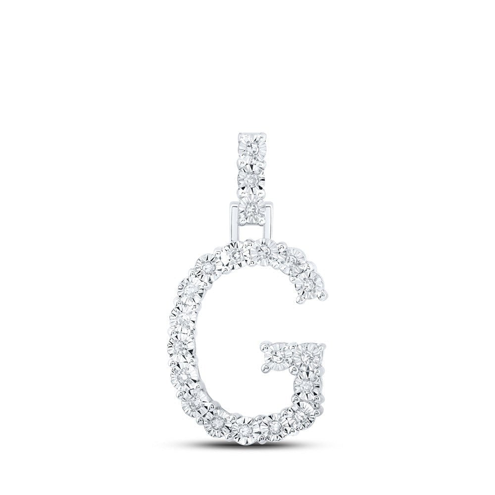 Sparkling Diamond Initial Pendant in 10kt White Gold - Splendid Jewellery