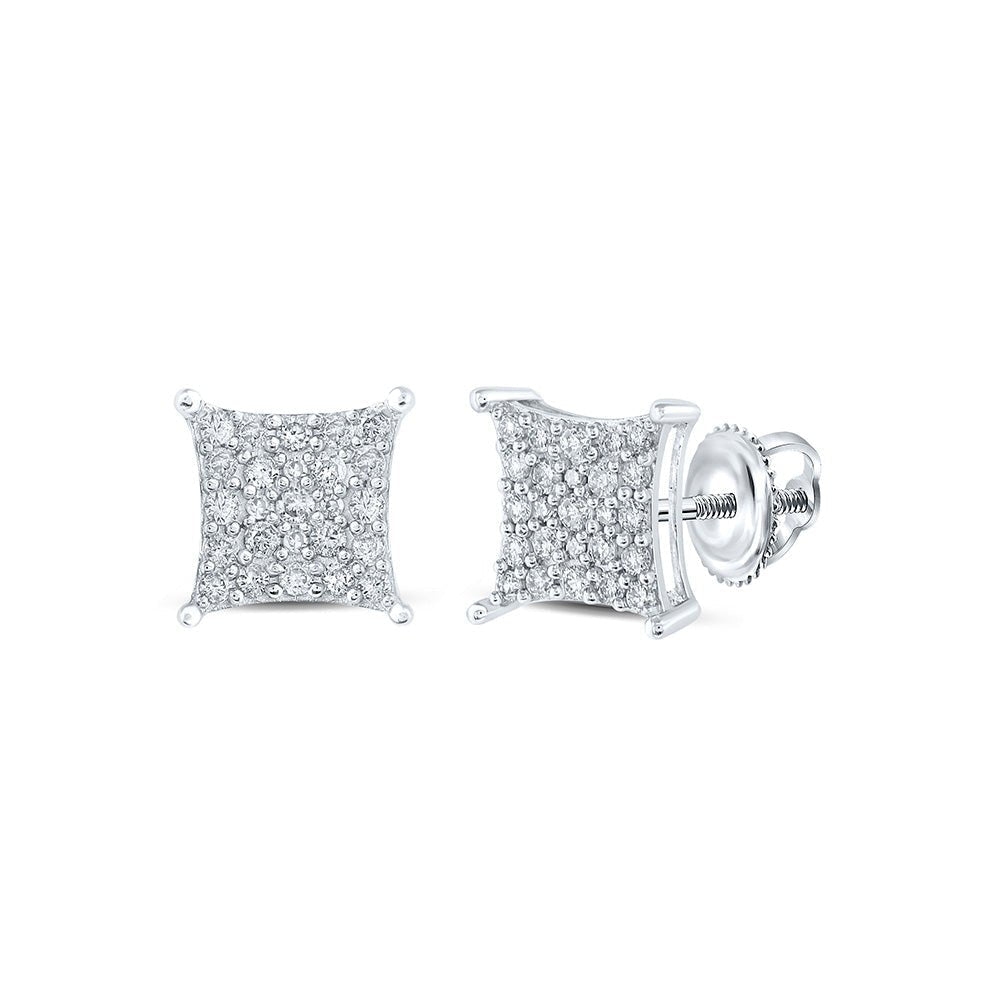 Sparkling Diamond Kite Square Earrings in 10kt White Gold - Splendid Jewellery