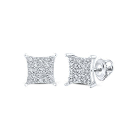 Sparkling Diamond Kite Square Earrings in 10kt White Gold - Splendid Jewellery