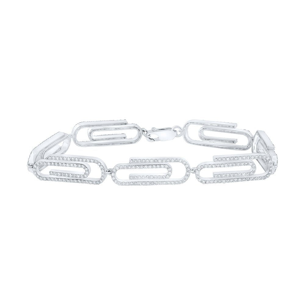 Sparkling Diamond Paper Clip Bracelet in 10kt White Gold - 3 - 1/3 Cttw - Splendid Jewellery