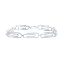 Load image into Gallery viewer, Sparkling Diamond Paper Clip Bracelet in 10kt White Gold - 3 - 1/3 Cttw - Splendid Jewellery
