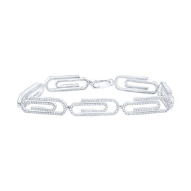 Sparkling Diamond Paper Clip Bracelet in 10kt White Gold - 3 - 1/3 Cttw - Splendid Jewellery