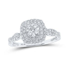 Sparkling Diamond Square Cluster Ring | 10kt White Gold Womens Round Diamond Square Cluster Ring 1/2 Cttw | Splendid Jewellery - Splendid Jewellery