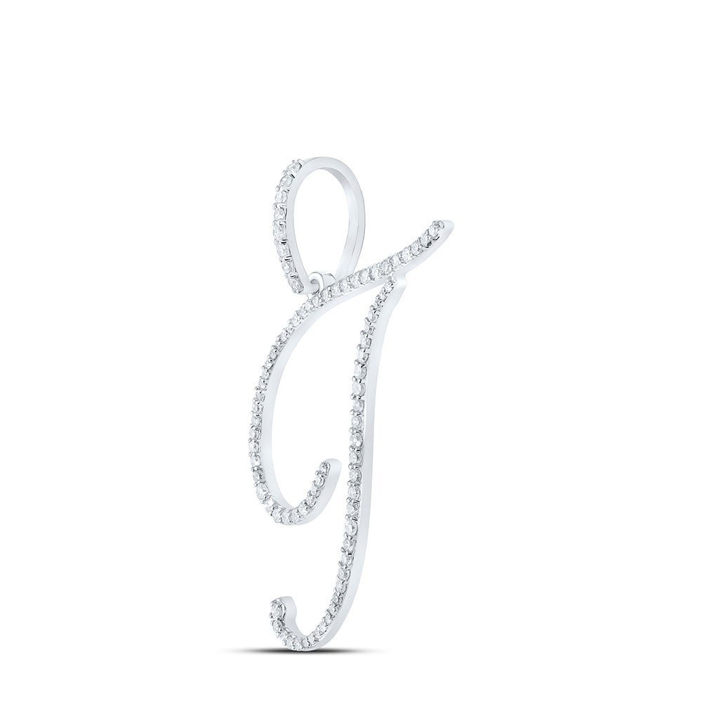 Sparkling Diamond T Initial Pendant in 10kt White Gold - Splendid Jewellery