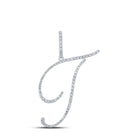 Sparkling Diamond T Initial Pendant in 10kt White Gold - Splendid Jewellery