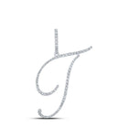 Sparkling Diamond T Initial Pendant in 10kt White Gold - Splendid Jewellery