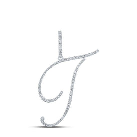 Sparkling Diamond T Initial Pendant in 10kt White Gold - Splendid Jewellery
