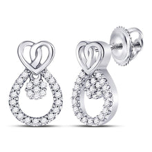 Load image into Gallery viewer, Sparkling Diamond Teardrop Heart Earrings in 10kt White Gold  Side View from Splendid Jewellery