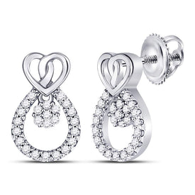 Sparkling Diamond Teardrop Heart Earrings in 10kt White Gold  Side View from Splendid Jewellery