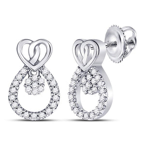 Sparkling Diamond Teardrop Heart Earrings in 10kt White Gold - Splendid Jewellery