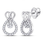 Sparkling Diamond Teardrop Heart Earrings in 10kt White Gold  Top View from Splendid Jewellery