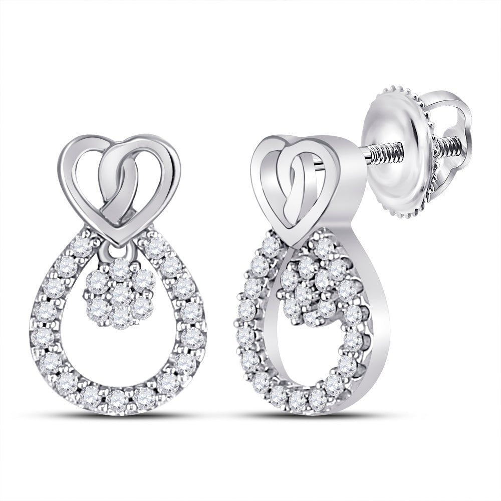 Sparkling Diamond Teardrop Heart Earrings in 10kt White Gold - Splendid Jewellery