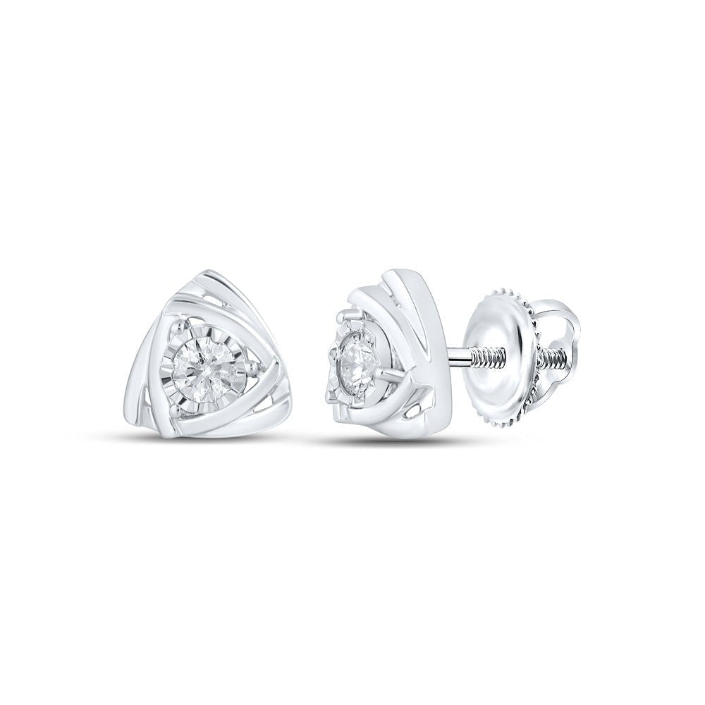 Sparkling Diamond Triangle Cluster Earrings in 10kt White Gold - Splendid Jewellery