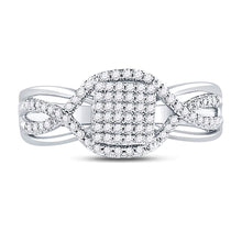 Load image into Gallery viewer, Sparkling Diamond Twist Cluster Ring Front view from the 10Kt White Gold Womens Round Diamond Rectangle Twist Cluster Ring 1 4 Cttwpin270975 collection by Splendid Jewellery