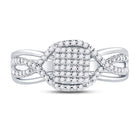 Sparkling Diamond Twist Cluster Ring Front view from the 10Kt White Gold Womens Round Diamond Rectangle Twist Cluster Ring 1 4 Cttwpin270975 collection by Splendid Jewellery