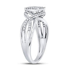 Sparkling Diamond Twist Cluster Ring Side 2 view from the 10Kt White Gold Womens Round Diamond Rectangle Twist Cluster Ring 1 4 Cttwpin270975 collection by Splendid Jewellery