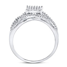 Load image into Gallery viewer, Sparkling Diamond Twist Cluster Ring Top view from the 10Kt White Gold Womens Round Diamond Rectangle Twist Cluster Ring 1 4 Cttwpin270975 collection by Splendid Jewellery