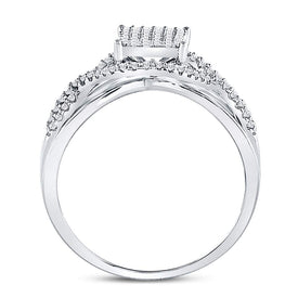 Sparkling Diamond Twist Cluster Ring Top view from the 10Kt White Gold Womens Round Diamond Rectangle Twist Cluster Ring 1 4 Cttwpin270975 collection by Splendid Jewellery