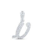 Sparkling Diamond V Initial Pendant in 10kt White Gold - Splendid Jewellery