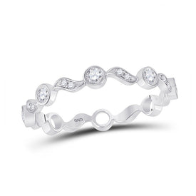 Sparkling Elegance: 10kt White Gold Diamond Stackable Band Ring - Splendid Jewellery