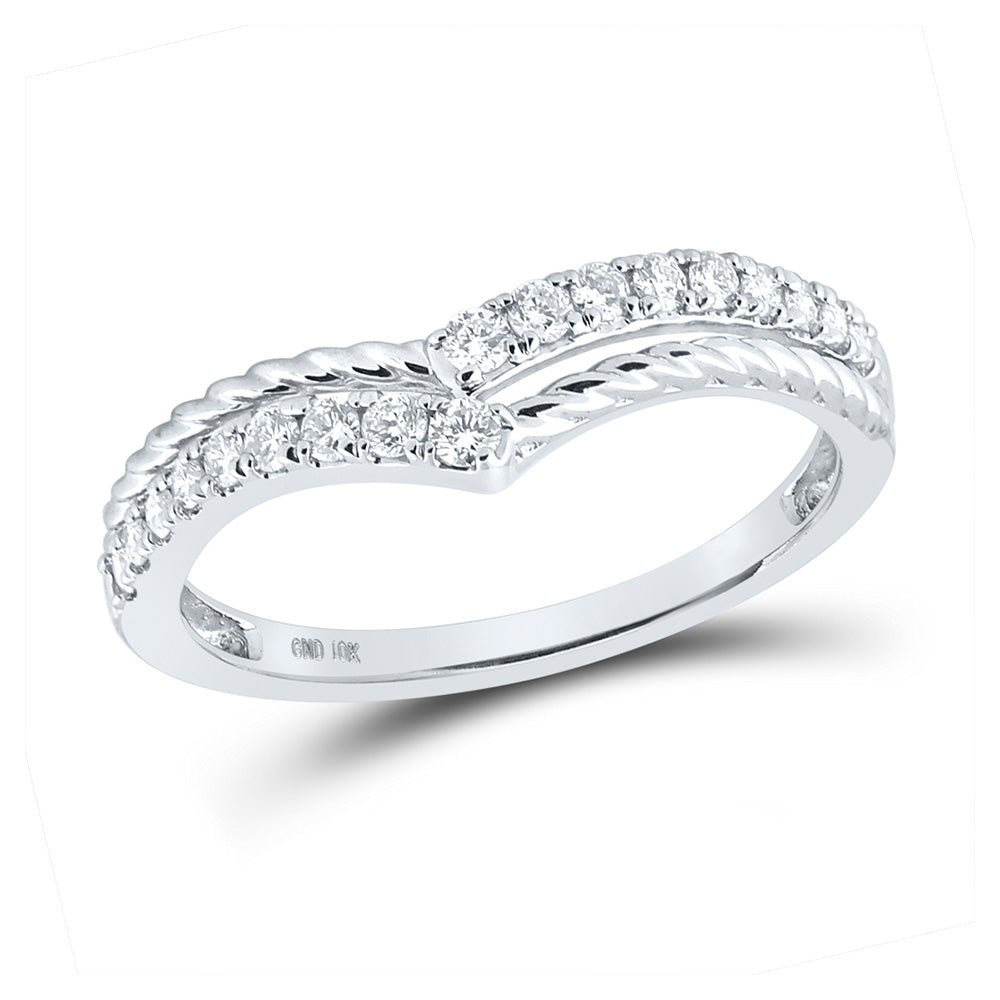 Sparkling Elegance: 10kt White Gold Diamond Stacking Band Ring - Splendid Jewellery