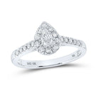 Sparkling Elegance: 10kt White Gold Pear Diamond Halo Bridal Wedding Engagement Ring 1/2 Cttw - Splendid Jewellery