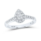 Sparkling Elegance: 10kt White Gold Pear Diamond Halo Bridal Wedding Engagement Ring 1/2 Cttw - Splendid Jewellery