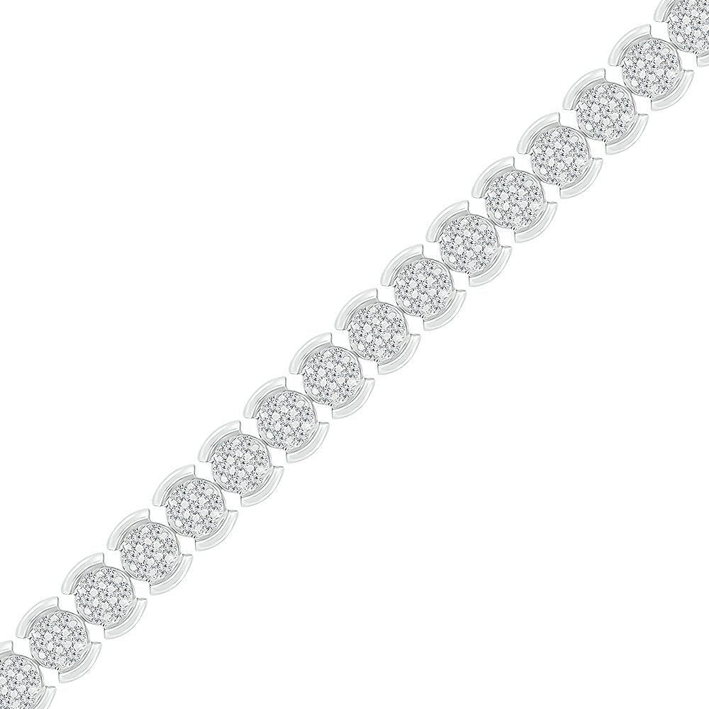 Sparkling Elegance: 10kt White Gold Round Diamond Fashion Bracelet - 2 Cttw - Splendid Jewellery