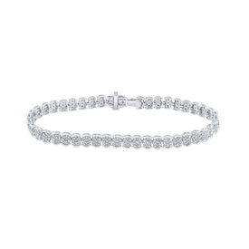 Sparkling Elegance: 10kt White Gold Round Diamond Fashion Bracelet - 2 Cttw - Splendid Jewellery