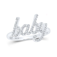 Load image into Gallery viewer, Sparkling Elegance: 10kt White Gold Womens Round Diamond BABY Band Ring 1/4 Cttw - Splendid Jewellery