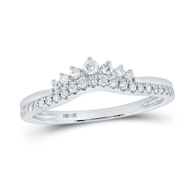 Sparkling Elegance: 10kt White Gold Womens Round Diamond Enhancer Wedding Band 1/5 Cttw - Splendid Jewellery