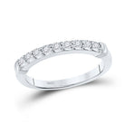 Sparkling Elegance: 10kt White Gold Women's Round Diamond Single Row Band Ring 1/8 Cttw - Splendid Jewellery
