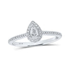 Sparkling Eternity: 10kt White Gold Pear Diamond Halo Bridal Wedding Engagement Ring - Splendid Jewellery
