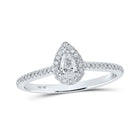 Sparkling Eternity: 10kt White Gold Pear Diamond Halo Bridal Wedding Engagement Ring - Splendid Jewellery