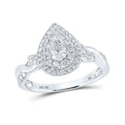 Sparkling Eternity: 10kt White Gold Pear Diamond Halo Bridal Wedding Engagement Ring - Splendid Jewellery