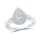 Sparkling Eternity: 10kt White Gold Pear Diamond Halo Bridal Wedding Engagement Ring - Splendid Jewellery