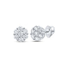 Sparkling Floral Diamond Cluster Earrings in 10kt White Gold - Splendid Jewellery