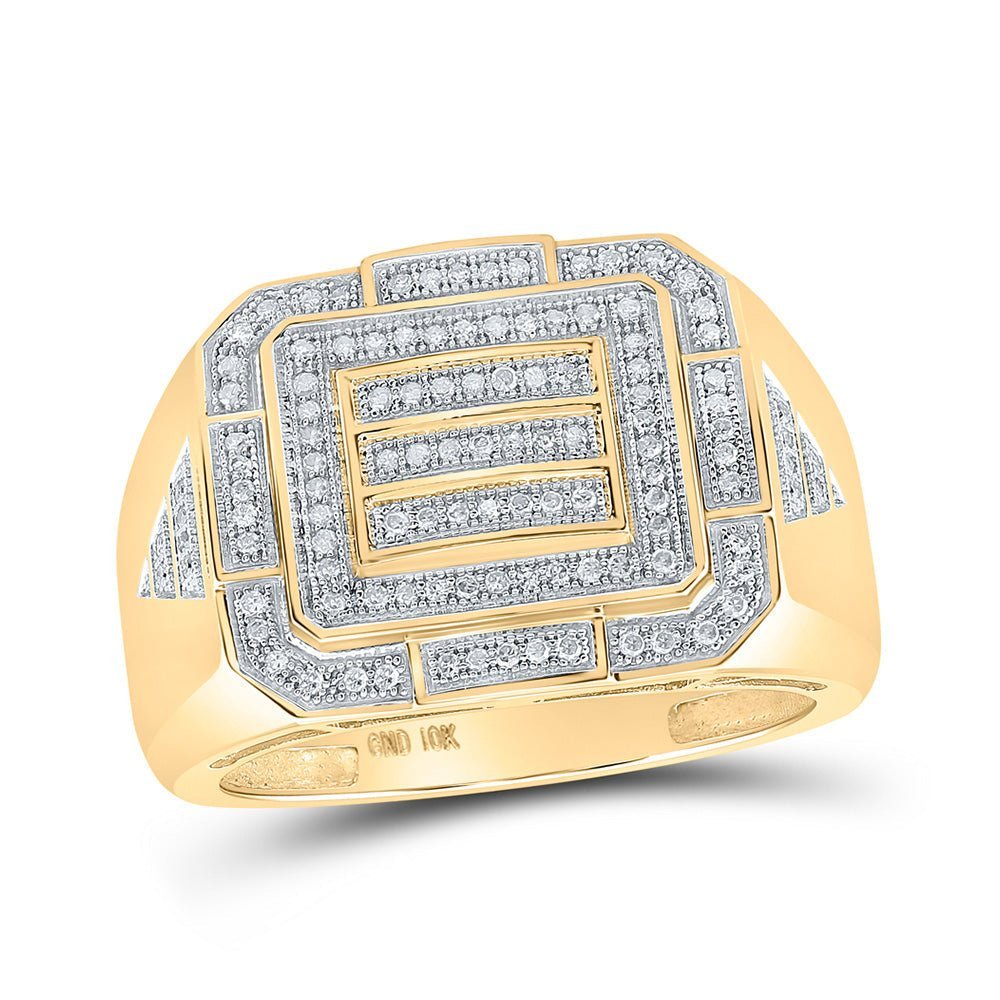 Sparkling Gold Cluster Diamond Men's Ring - 1/3 Ct.t.w. - Splendid Jewellery