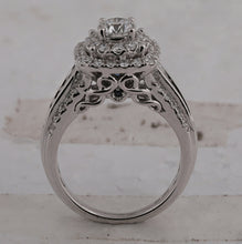 Load image into Gallery viewer, Sparkling Halo Diamond and Sapphire Bridal Wedding Ring Set - Splendid Jewellery