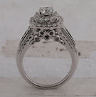 Sparkling Halo Diamond and Sapphire Bridal Wedding Ring Set - Splendid Jewellery