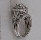 Sparkling Halo Diamond and Sapphire Bridal Wedding Ring Set - Top View