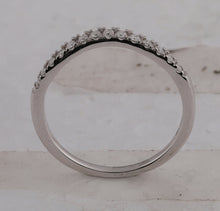 Load image into Gallery viewer, Sparkling Halo Diamond and Sapphire Bridal Wedding Ring Set - Side View