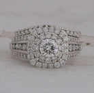 Sparkling Halo Diamond and Sapphire Bridal Wedding Ring Set - Splendid Jewellery