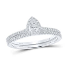 Sparkling Halo Diamond Wedding Ring Set in 14kt White Gold - Splendid Jewellery