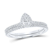 Load image into Gallery viewer, Sparkling Halo Diamond Wedding Ring Set in 14kt White Gold - Splendid Jewellery