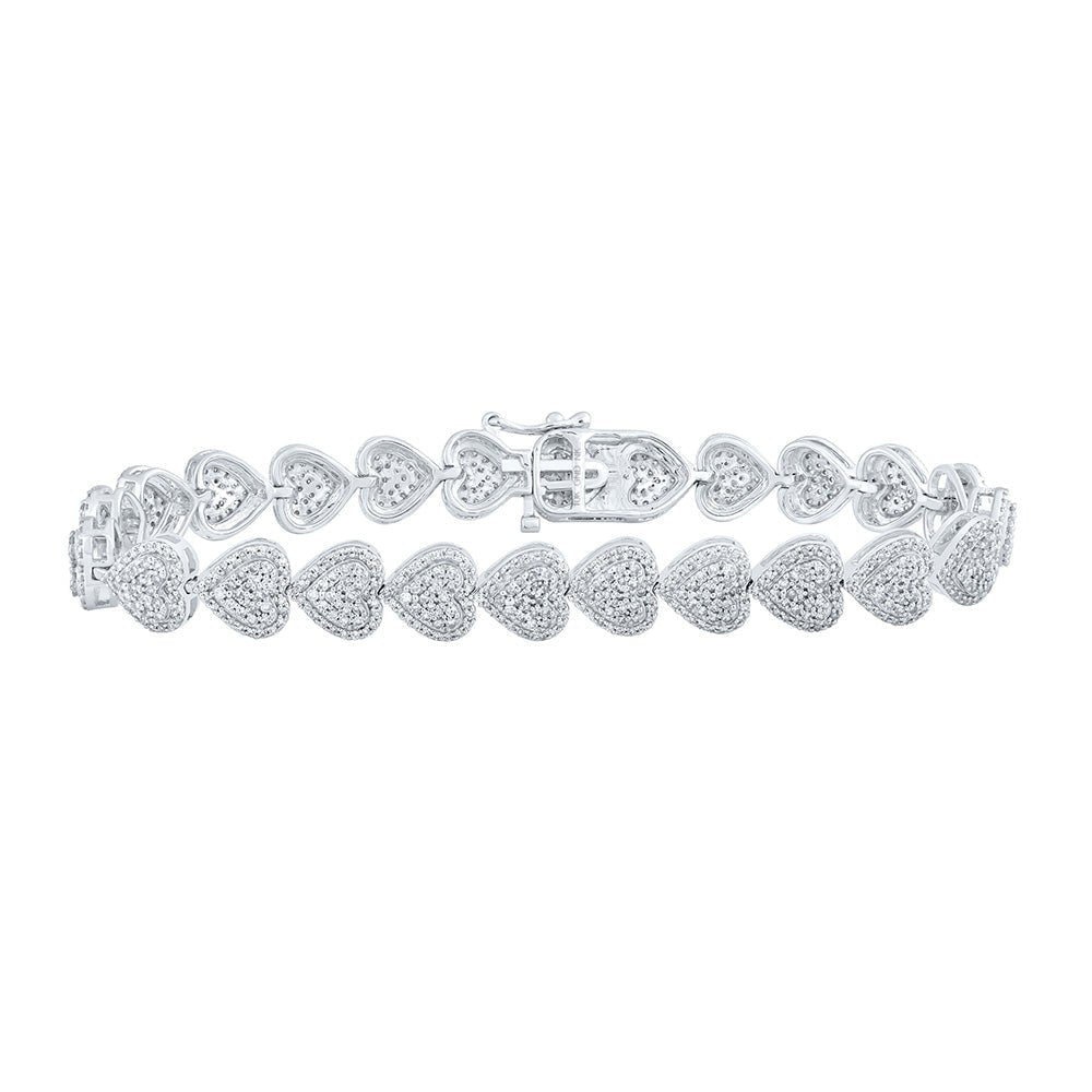 Sparkling Heart Diamond Bracelet in 10kt White Gold - 2 - 5/8 Cttw - Splendid Jewellery