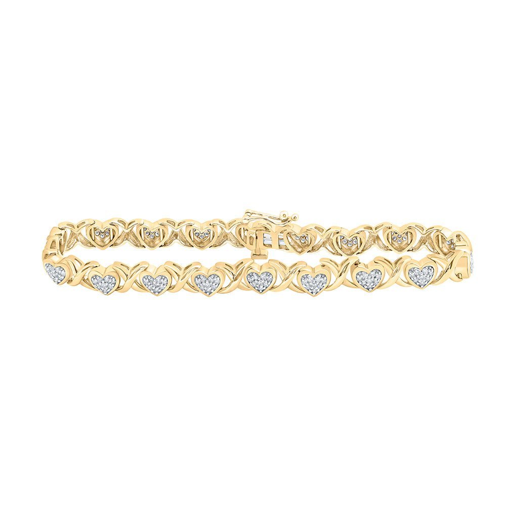 Sparkling Heart Diamond Fashion Bracelet in 10kt Yellow Gold - 1 Cttw - Splendid Jewellery